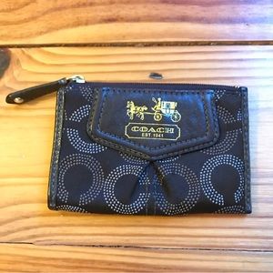 Coach Brown and Gold Wallet Wristlet, EUC, 4.5” x 3”